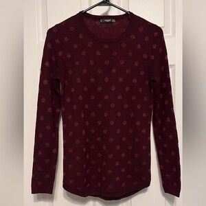 Mango, Crewneck sweater with shiny dots, burgundy, size S